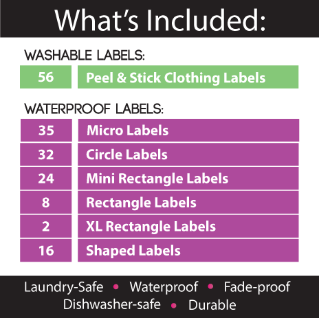 Custom, Round, Stick On Clothing Name Labels