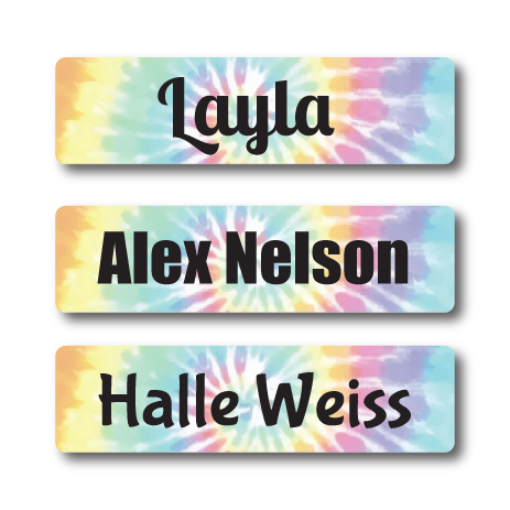 Tie Dye Rectangle Name Labels