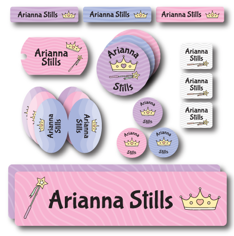 Princess (Light Skin) Personalized Rectangle Kids Waterproof Labels